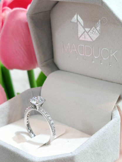 1.00 Cts Cubic Zirconia / Sterling Silver 925 Ring / Rhodium plated Nickel-Free / MadDuckJewels RG2203