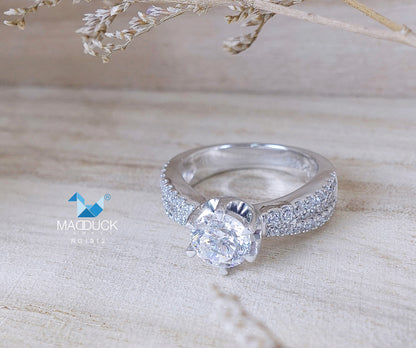 Cubiz Zirconia Sterling Silver 925 couple Rings with Rhodium plated / RG1818WGR-RG1912