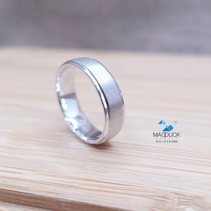 Madduckjewels แหวนเงินแท้ ชุบโรเดียม RG1629WGR แหวนกว้าง 5.5mm หนา 1mm