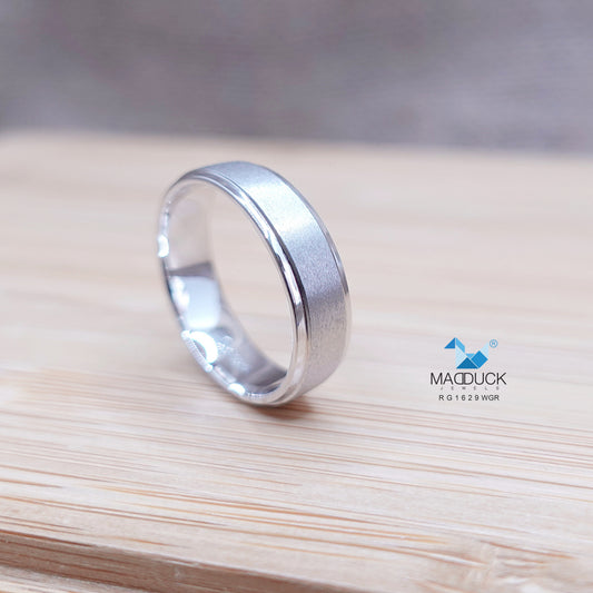 MadDuckJewels 9K White Gold (37.5%) Wedding Ring – Plain Band 5.5 mm – Rhodium Plated, Nickel-Free – RG1629WGR-W09