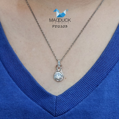 Madduck Jewels Sterling Silver CZ Pendant with Rhodium Plating and Titanium Necklace PD2103