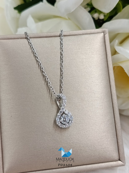 Madduck Jewels Sterling Silver CZ Pendant with Rhodium Plating and Titanium Necklace PD2104