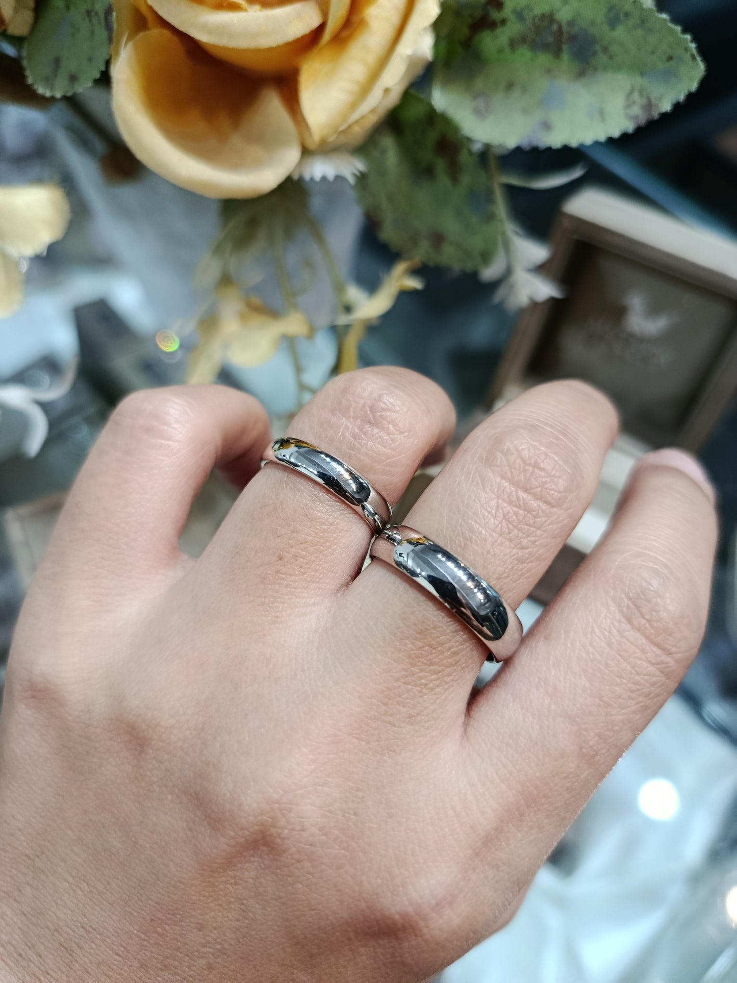 Cubiz Zirconia Sterling Silver 925 couple Rings with Rhodium plated / RG1405-RG1406