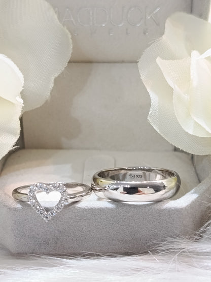 Cubiz Zirconia Sterling Silver 925 couple Rings with Rhodium plated / RG1405-RG1557