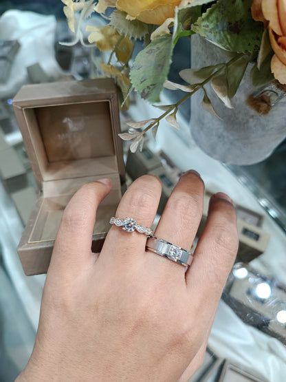 Cubiz Zirconia Sterling Silver 925 couple Rings with Rhodium plated / RG1418WGR-RG1707