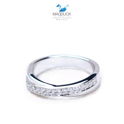 MadDuckJewels Sterling Silver 925 Engagement & Wedding Ring – CZ / Moissanite / Lab-Grown Diamond – Rhodium Plated, Nickel-Free – RG1527