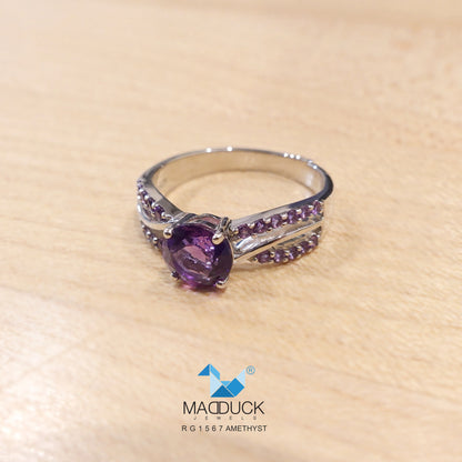 Madduckjewels | Natural Amethyst Ring | 925 Sterling Silver Rhodium-plated | RG1567am