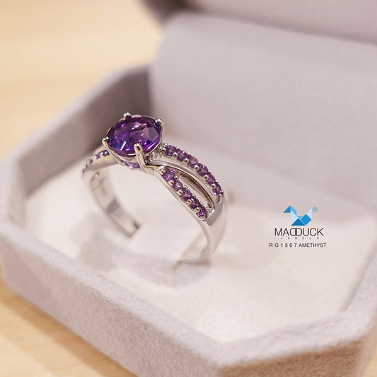 Madduckjewels | Natural Amethyst Ring | 925 Sterling Silver Rhodium-plated | RG1567am