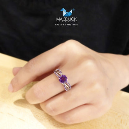 Madduckjewels | Natural Amethyst Ring | 925 Sterling Silver Rhodium-plated | RG1567am