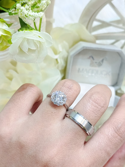 Cubiz Zirconia Sterling Silver 925 couple Rings with Rhodium plated / RG1718WGR-RG1623