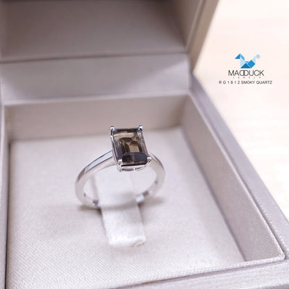 Madduckjewels | Natural Smoky Quartz Ring | 925 Sterling Silver Rhodium-plated | RG1812sm