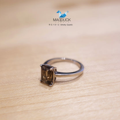 Madduckjewels | Natural Smoky Quartz Ring | 925 Sterling Silver Rhodium-plated | RG1812sm