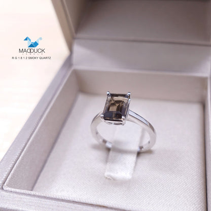 Madduckjewels | Natural Smoky Quartz Ring | 925 Sterling Silver Rhodium-plated | RG1812sm