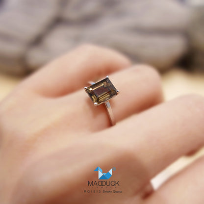 Madduckjewels | Natural Smoky Quartz Ring | 925 Sterling Silver Rhodium-plated | RG1812sm