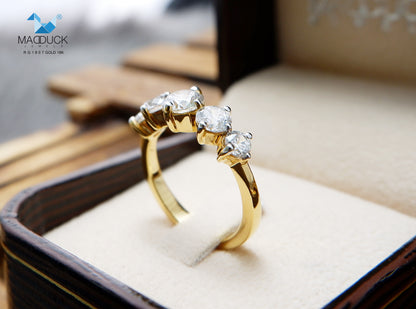 MadDuckJewels 18K Yellow Gold (75%) Engagement & Wedding Ring – CZ / Moissanite / Lab-Grown Diamond – Nickel-Free – RG1907-Y18