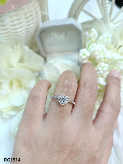 Madduckjewels | CZ Cushion Halo Ring | 925 Sterling Silver Rhodium-plated | RG1914