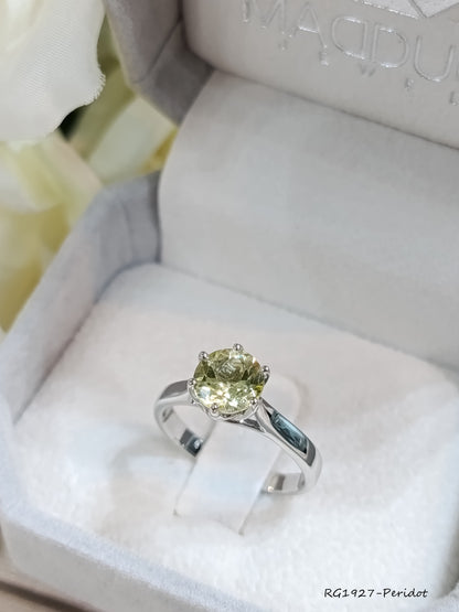 Madduck Jewels | Natural Peridot Solitaire Ring 6.5mm | 925 Sterling Silver | RG1927