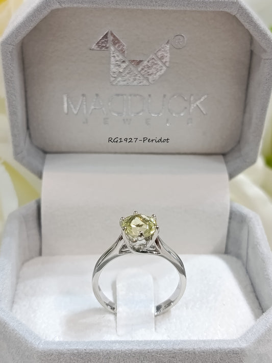 Madduck Jewels | Natural Peridot Solitaire Ring 6.5mm | 925 Sterling Silver | RG1927