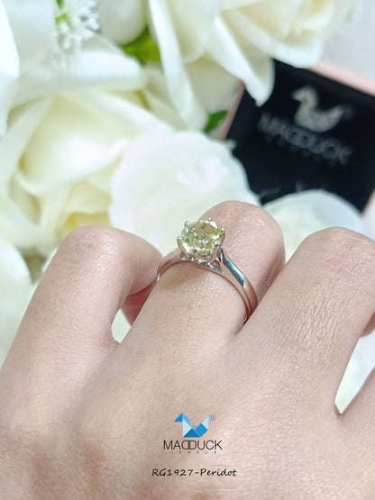 Madduck Jewels | Natural Peridot Solitaire Ring 6.5mm | 925 Sterling Silver | RG1927