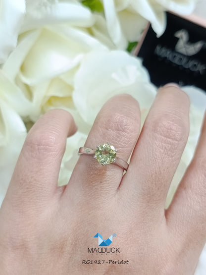 Madduck Jewels | Natural Peridot Solitaire Ring 6.5mm | 925 Sterling Silver | RG1927