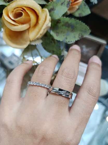 Cubiz Zirconia Sterling Silver 925 couple Rings with Rhodium plated / RG1929-RG1428