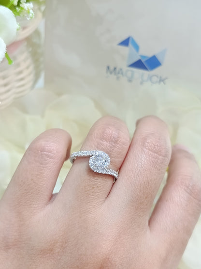 Madduckjewels | CZ Halo Bypass Engagement Ring | 925 Sterling Silver Rhodium-plated | RG1935