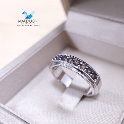 Madduckjewels | Natural Smoky Quartz Ring | Half Eternity Band | 925 Sterling Silver Rhodium-plated | RG1942sm