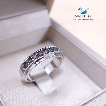 Madduckjewels | Natural Smoky Quartz Ring | Half Eternity Band | 925 Sterling Silver Rhodium-plated | RG1942sm