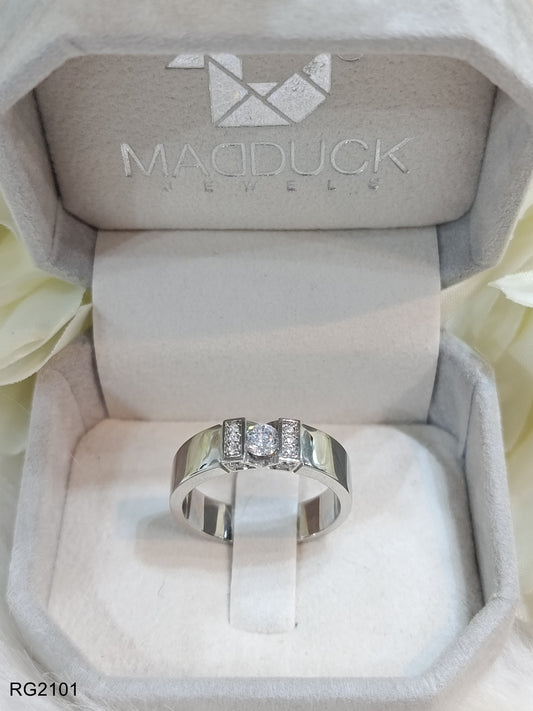 Cubiz Zirconia Sterling Silver 925 couple Rings with Rhodium plated / RG2101-RG1735