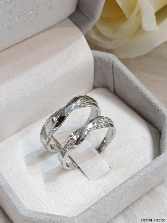 Cubiz Zirconia Sterling Silver 925 couple Rings with Rhodium plated / RG2301-RG2302