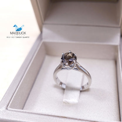 Madduckjewels | Natural Smoky Quartz Ring | Solitaire 6-Prong | 925 Sterling Silver Rhodium-plated | RG1927sm