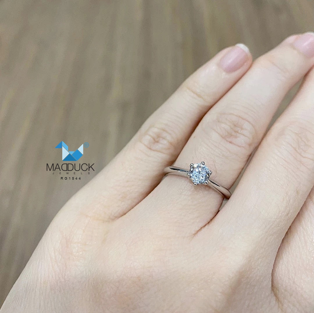 0.50 Carat SOLITAIRE Cubic Zirconia / Sterling Silver 925 Ring / Rhodium plated Nickel-Free / MadDuckJewels RG1544