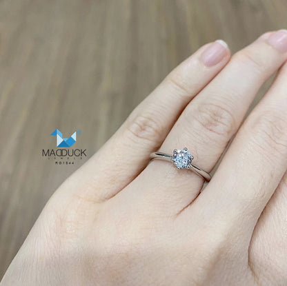 0.50 Carat SOLITAIRE Cubic Zirconia / Sterling Silver 925 Ring / Rhodium plated Nickel-Free / MadDuckJewels RG1544