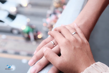 Cubiz Zirconia Sterling Silver 925 couple Rings with Rhodium plated / RG1405-RG1406