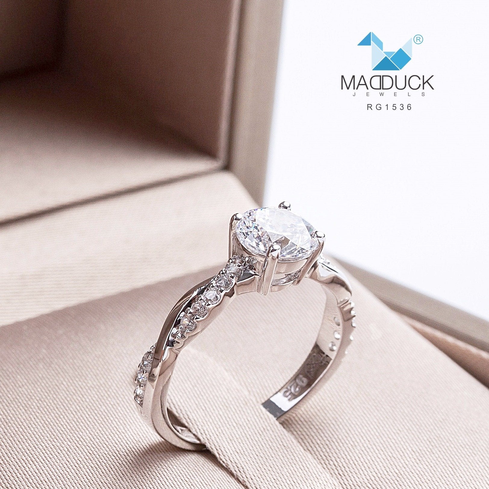 Elegant women's ring with CZ on female hand