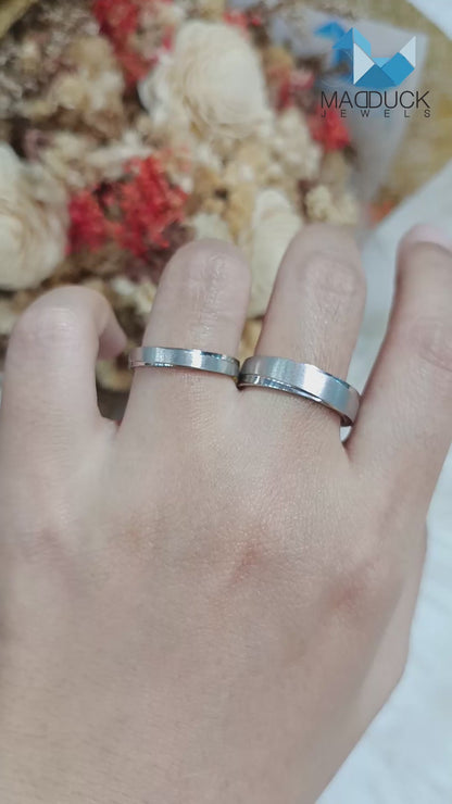 Plain Band Couple Ring Set – MadDuckJewels Sterling Silver 925 – His & Hers Wedding Bands – Rhodium Plated, Nickel-Free – RG1728WGR-RG1727WGR