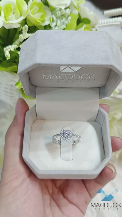 Madduckjewels | CZ Cushion Halo Ring | 925 Sterling Silver Rhodium-plated | RG1914