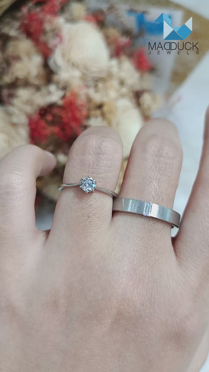 CZ Couple Ring Set – MadDuckJewels Sterling Silver 925 – His & Hers Engagement & Wedding Rings – Rhodium Plated, Nickel-Free – RG1564WGR-RG1501