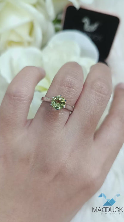 Madduck Jewels | Natural Peridot Solitaire Ring 6.5mm | 925 Sterling Silver | RG1927