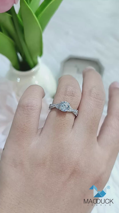 MadDuckJewels Sterling Silver 925 Engagement & Wedding Ring – CZ / Moissanite / Lab-Grown Diamond – Rhodium Plated, Nickel-Free – RG2205