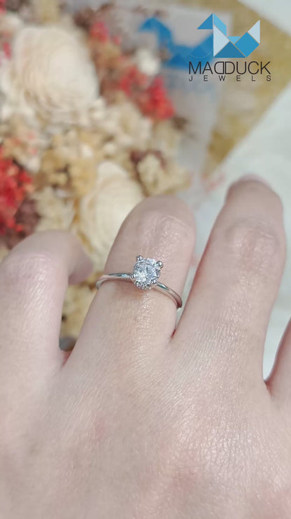 MadDuckJewels Sterling Silver 925 Engagement & Wedding Ring – CZ / Moissanite / Lab-Grown Diamond – Rhodium Plated, Nickel-Free – RG1505