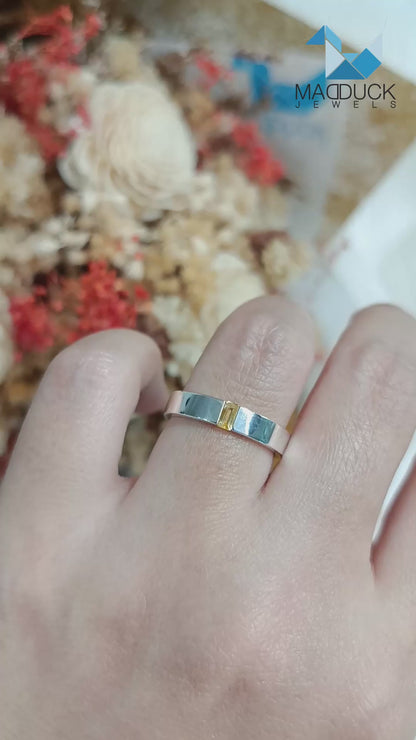 Madduckjewels | Natural Citrine Ring | Polished Band | 925 Sterling Silver Rhodium-plated | RG1564-ct