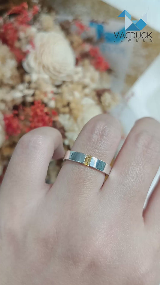 Madduckjewels | Natural Citrine Ring | Polished Band | 925 Sterling Silver Rhodium-plated | RG1564-ct