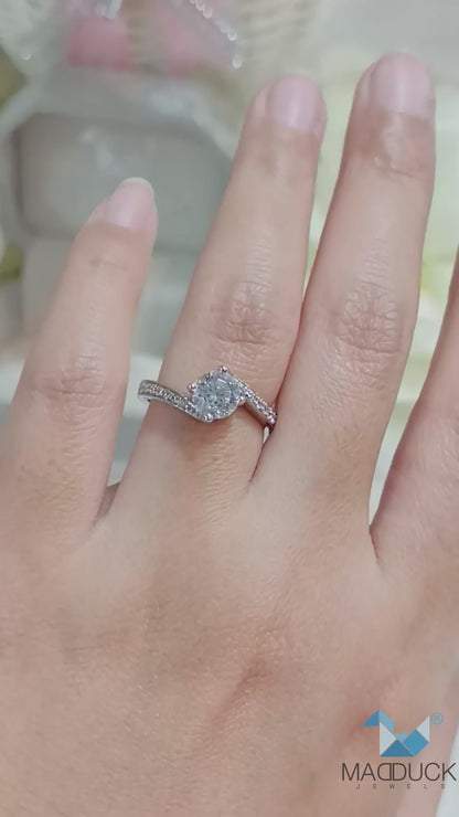 MadDuckJewels Sterling Silver 925 Engagement & Wedding Ring – CZ / Moissanite / Lab-Grown Diamond – Rhodium Plated, Nickel-Free – RG2013
