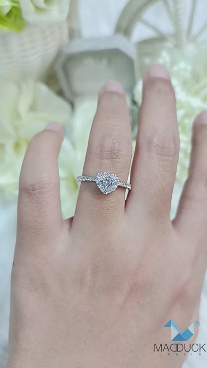 Madduckjewels | CZ Cushion Halo Ring | 925 Sterling Silver Rhodium-plated | RG1914