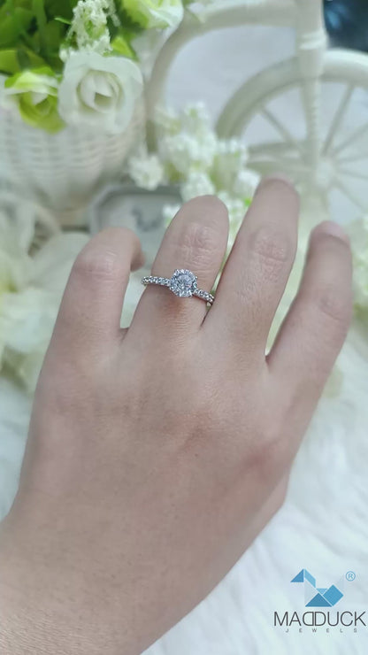 1.00 Cts Cubic Zirconia / Sterling Silver 925 Ring / Rhodium plated Nickel-Free / MadDuckJewels RG2203