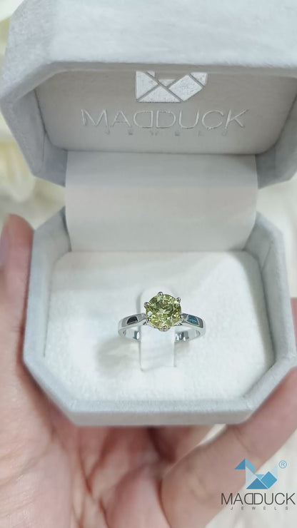 Madduck Jewels | Natural Peridot Solitaire Ring 6.5mm | 925 Sterling Silver | RG1927