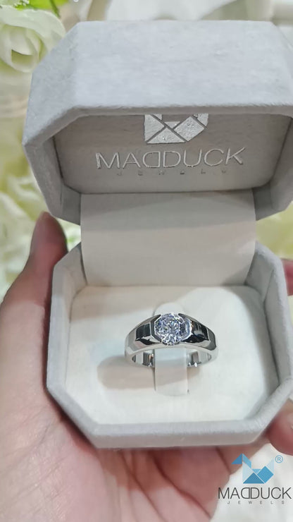 MadDuckJewels Sterling Silver 925 Engagement & Wedding Ring – CZ / Moissanite / Lab-Grown Diamond – Rhodium Plated, Nickel-Free – RG2107