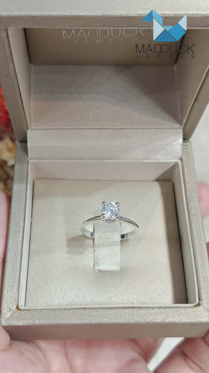 MadDuckJewels Sterling Silver 925 Engagement & Wedding Ring – CZ / Moissanite / Lab-Grown Diamond – Rhodium Plated, Nickel-Free – RG1505