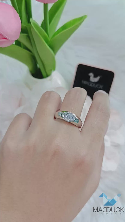 MadDuckJewels Sterling Silver 925 Engagement & Wedding Ring – CZ / Moissanite / Lab-Grown Diamond – Rhodium Plated, Nickel-Free – RG2107